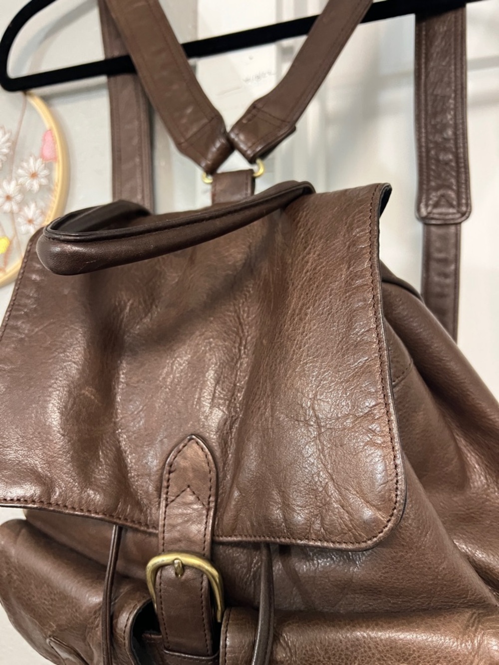 Boulder Ridge Brown Leather drawstring  Backpack Bag - Picture 2 of 16